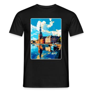 Helsingborg Sweden Vintage Travel Poster Souvenir - Men's T-Shirt - black - Front - AI Model Male 178 light (178cm)