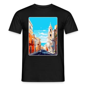 Cadix Espagne Affiche de voyage vintage WPA Art Souvenir - T-shirt homme - noir - Devant - AI Model Male 178 light (178cm)