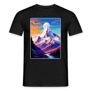 Mont Blanc Mountain Europe Vintage Poster de voyage - T-shirt homme - noir - Devant - AI Model Male 178 light (178cm)
