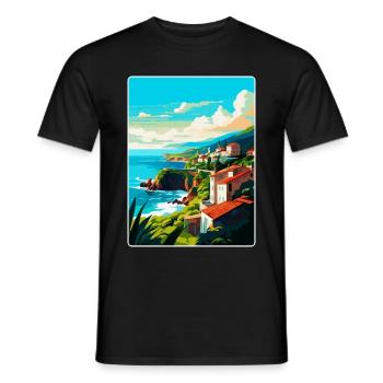 Affiche de voyage vintage de Sao Miguel Portugal Souvenir - T-shirt homme - noir - Devant - AI Model Male 178 light (178cm)