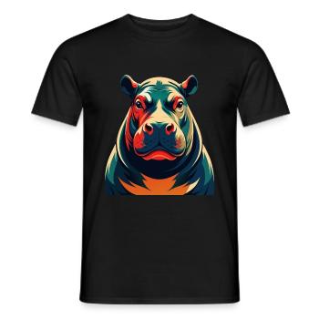 Nilpferd Cartoon Figur Buntes Haustier Tier - Männer T-Shirt - Schwarz - Vorne - AI Model Male 178 light (178cm)