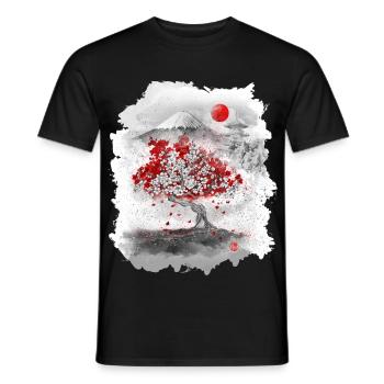 Mount Fuji hinter einem Kirschbaum - Männer T-Shirt - Schwarz - Vorne - AI Model Male 178 light (178cm)