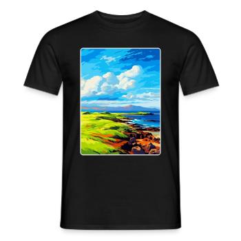 Île de Muck Écosse Royaume-Uni Affiche de voyage souvenir - T-shirt homme - noir - Devant - AI Model Male 178 light (178cm)