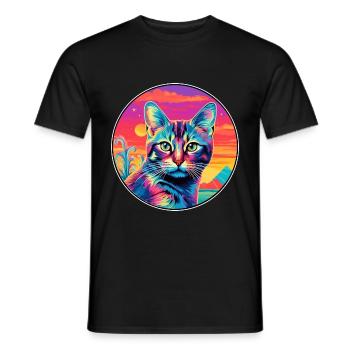 Pixie Bob Katzenrasse Aquarell Cartoon Kawaii Haustier - Männer T-Shirt - Schwarz - Vorne - AI Model Male 178 light (178cm)