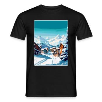Val Thorens Frankreich Vintage Reiseplakat Souvenir - Männer T-Shirt - Schwarz - Vorne - AI Model Male 178 light (178cm)
