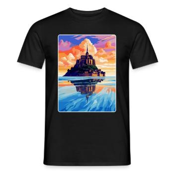 Mont Saint Michel Frankreich Vintage Reiseposter WPA - Männer T-Shirt - Schwarz - Vorne - AI Model Male 178 light (178cm)