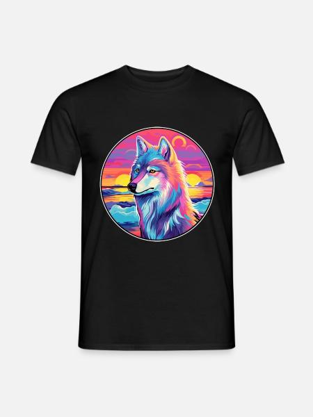 Arktischer Wolf Bunte Aquarell-Karikatur Kawaii Haustier - Männer T-Shirt - Schwarz