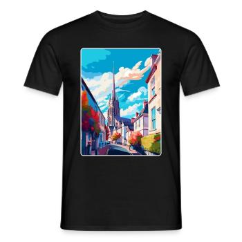 Truro England UK Vintage Reiseposter Wandkunst - Männer T-Shirt - Schwarz - Vorne - AI Model Male 178 light (178cm)