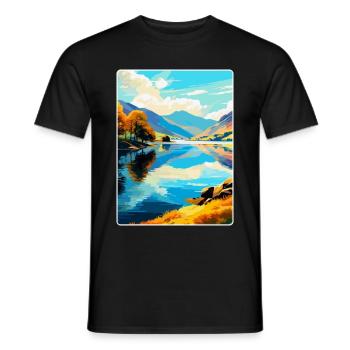 Ullswater Lake District Travel Poster Souvenir WPA - Men's T-Shirt - black - Front - AI Model Male 178 light (178cm)