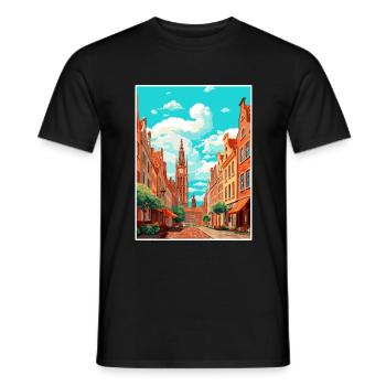 Danzig Polnische Ostseeküste Polen Reiseplakat - Männer T-Shirt - Schwarz - Vorne - AI Model Male 178 light (178cm)