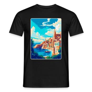 La Valette Malte Affiche de voyage vintage Souvenir WPA - T-shirt homme - noir - Devant - AI Model Male 178 light (178cm)