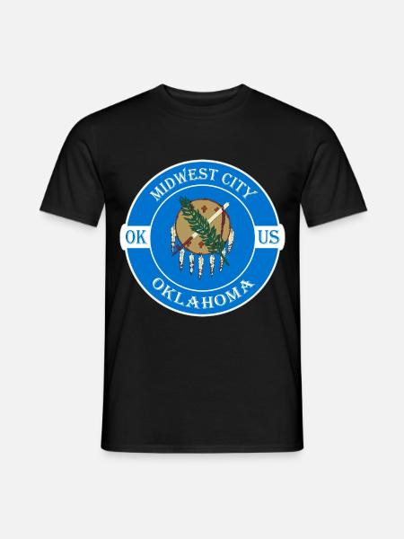 Midwest City Oklahoma Flagge USA Souvenir Abzeichen - Männer T-Shirt - Schwarz