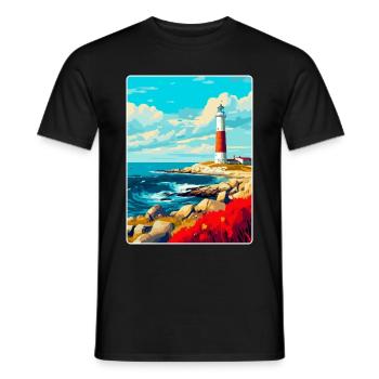 Portland Bill England Uk Reiseplakat Souvenir - Männer T-Shirt - Schwarz - Vorne - AI Model Male 178 light (178cm)