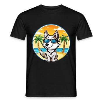 Westsibirische Laika-Hunderasse Cartoon-Sonnenbrille - Männer T-Shirt - Schwarz - Vorne - AI Model Male 178 light (178cm)