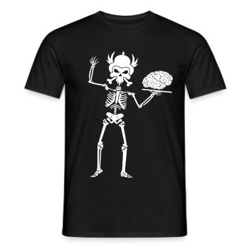 Skelett mit Hörnern und Gehirn - Männer T-Shirt - Schwarz - Vorne - AI Model Male 178 light (178cm)