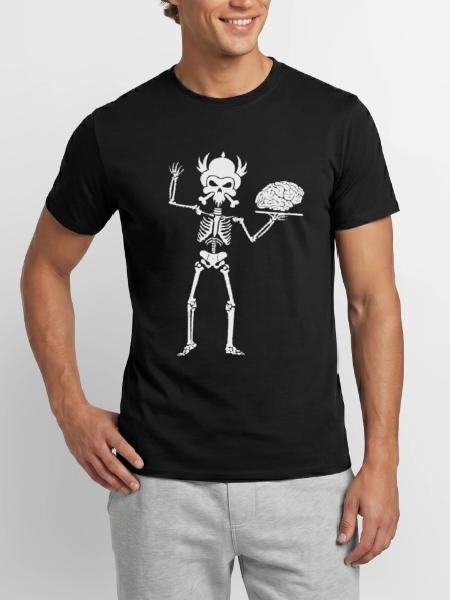Skelett mit Hörnern und Gehirn - Männer T-Shirt - Schwarz - Vorne - AI Model Male 178 light (178cm)