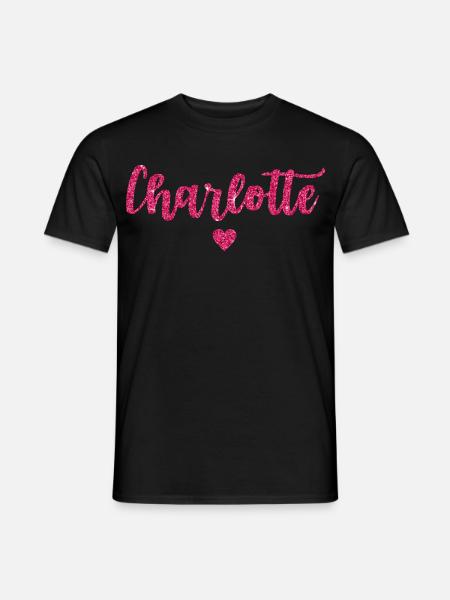 Charlotte Herz Pink - Männer T-Shirt - Schwarz
