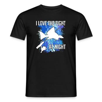 Waller Welssilhouette Angelrute und Farbkleckse - Männer T-Shirt - Schwarz - Vorne - AI Model Male 178 light (178cm)