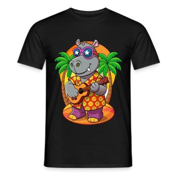 Lustige Nilpferd Cartoon Sommer Strand Sonnenbrille Gitarre - Männer T-Shirt - Schwarz - Vorne - AI Model Male 178 light (178cm)