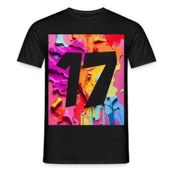 NR. 17 NUMMER 17 BUNT 17. GEBURTSTAG - Männer T-Shirt - Schwarz - Vorne - AI Model Male 178 light (178cm)