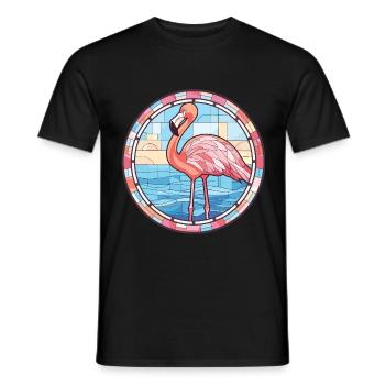 Flamingo Bunte Aquarell-Tierillustration - Männer T-Shirt - Schwarz - Vorne - AI Model Male 178 light (178cm)