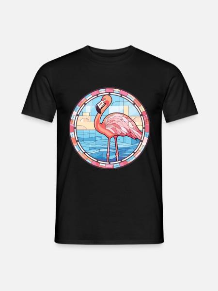 Flamingo Bunte Aquarell-Tierillustration - Männer T-Shirt - Schwarz