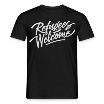 Refugees Welcome - Männer T-Shirt - Schwarz - Vorne - AI Model Male 178 light (178cm)