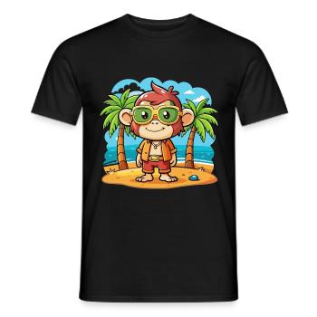 Affe Lustige Cartoon Sommer Strand Sonnenbrille - Männer T-Shirt - Schwarz - Vorne - AI Model Male 178 light (178cm)