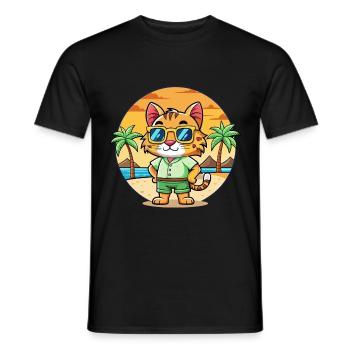 Lynx Lustige Cartoon Sommer Strand Sonnenbrille - Männer T-Shirt - Schwarz - Vorne - AI Model Male 178 light (178cm)