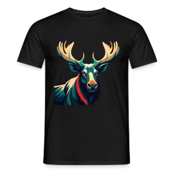 Elch Zeichentrickfigur Buntes Haustier Tier - Männer T-Shirt - Schwarz - Vorne - AI Model Male 178 light (178cm)