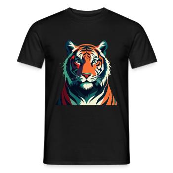 Tiger Cartoon Figur Buntes Haustier Tier - Männer T-Shirt - Schwarz - Vorne - AI Model Male 178 light (178cm)