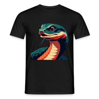 Schlange Cartoon Figur Buntes Haustier Tier - Männer T-Shirt - Schwarz - Vorne - AI Model Male 178 light (178cm)