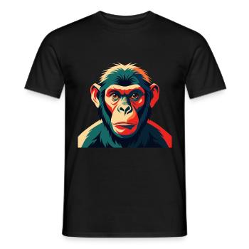 Singe Dessin Animé Personnage Animal De Compagnie Coloré - T-shirt homme - noir - Devant - AI Model Male 178 light (178cm)