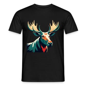 Elch Cartoon Figur Buntes Haustier Tier - Männer T-Shirt - Schwarz - Vorne - AI Model Male 178 light (178cm)