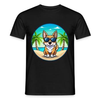 Schwedische Vallhund Hunderasse Cartoon Sonnenbrille Strand - Männer T-Shirt - Schwarz - Vorne - AI Model Male 178 light (178cm)