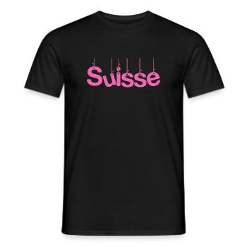 SUISSE. PAYS. GENEVE. SUISSE. HUMOUR - T-shirt homme - noir - Devant - AI Model Male 178 light (178cm)