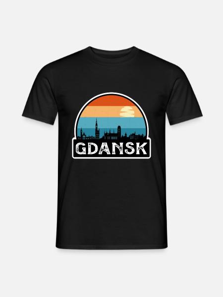 Danzig Polen Flagge Skyline Reisesouvenir - Männer T-Shirt - Schwarz