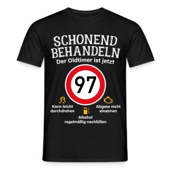 97. Geburtstag Schonend Behandeln Oldtimer Ist 97 - Männer T-Shirt - Schwarz - Vorne - AI Model Male 178 light (178cm)