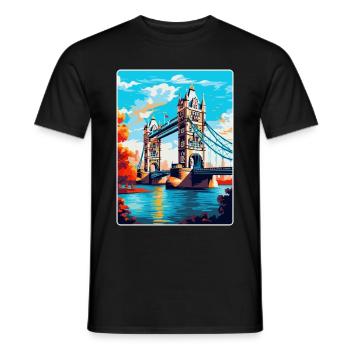 Tower Bridge England Uk Travel Poster Souvenir WPA - Men's T-Shirt - black - Front - AI Model Male 178 light (178cm)