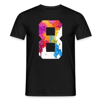 FARBIG NUMMER 8 BUNT 8. GEBURTSTAG - Männer T-Shirt - Schwarz - Vorne - AI Model Male 178 light (178cm)