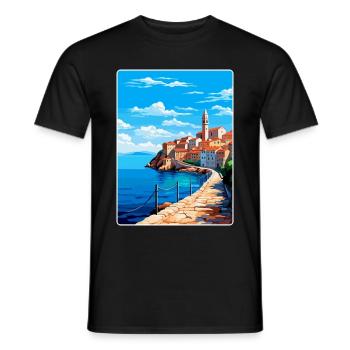 Piran Slovenia Vintage Travel Poster Souvenir WPA - Men's T-Shirt - black - Front - AI Model Male 178 light (178cm)