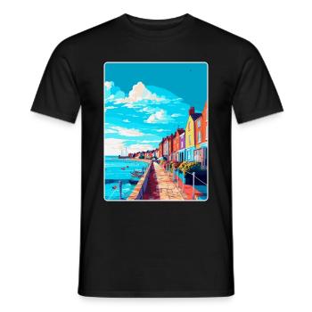 Weymouth England Uk Vintage Reiseposter Souvenir - Männer T-Shirt - Schwarz - Vorne - AI Model Male 178 light (178cm)