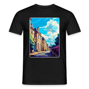 Chipping Norton England Uk Travel Poster Souvenir - Men's T-Shirt - black - Front - AI Model Male 178 light (178cm)