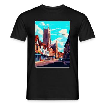 Hereford, England, Vereinigtes Königreich, Vintage, Reiseposter, Souvenir - Männer T-Shirt - Schwarz - Vorne - AI Model Male 178 light (178cm)