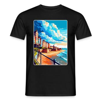 Cromer England Uk Vintage Reiseposter Souvenir - Männer T-Shirt - Schwarz - Vorne - AI Model Male 178 light (178cm)