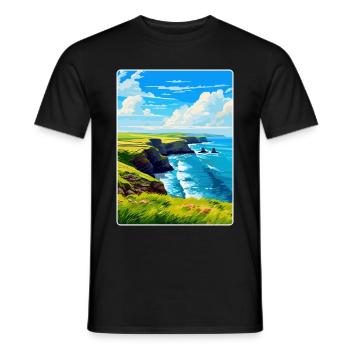 Péninsule de lézard, Cornouailles, Angleterre, Royaume-Uni, Affiche de voyage - T-shirt homme - noir - Devant - AI Model Male 178 light (178cm)
