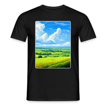 West Wiltshire Downs Travel Poster Souvenir WPA - Men's T-Shirt - black - Front - AI Model Male 178 light (178cm)