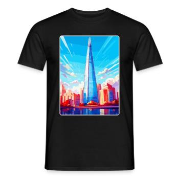 The Shard England Uk Travel Poster Souvenir WPA - Men's T-Shirt - black - Front - AI Model Male 178 light (178cm)