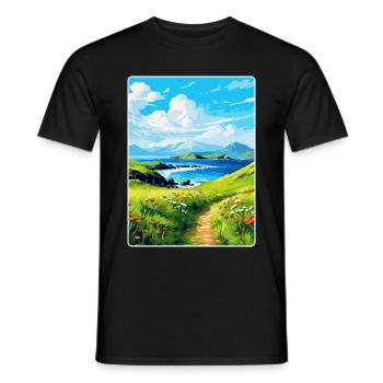 Isle Of Canna Schottland Großbritannien Reise Poster Souvenir - Männer T-Shirt - Schwarz - Vorne - AI Model Male 178 light (178cm)