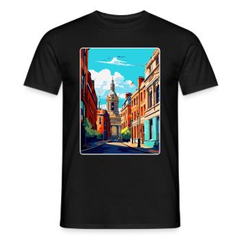 Leeds England Uk Vintage Travel Poster Souvenir - Men's T-Shirt - black - Front - AI Model Male 178 light (178cm)